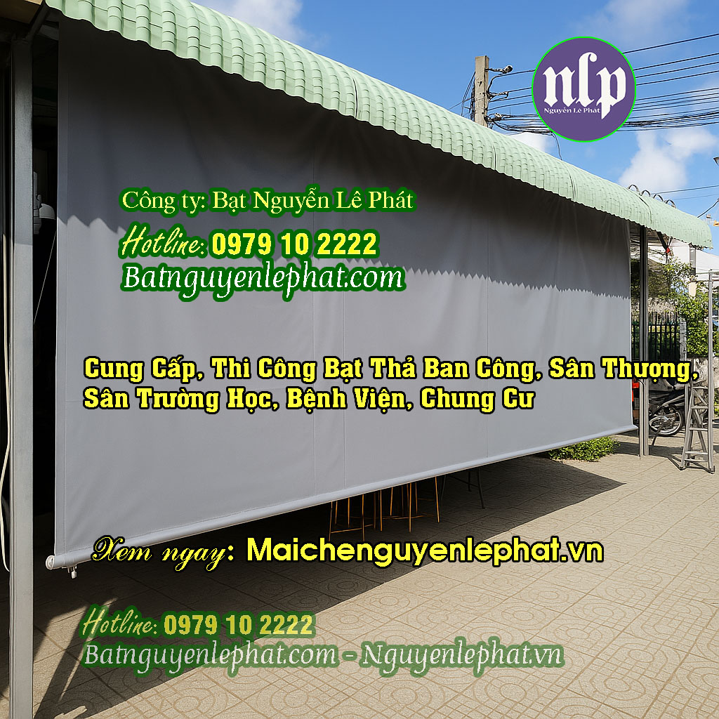 Mái che nắng kéo tay Bạt thả che nắng mưa ban công sân thượng