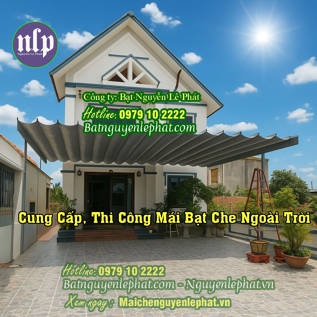 Mái bạt xếp che nắng trước nhà Mái bạt xếp che nắng trước nhà