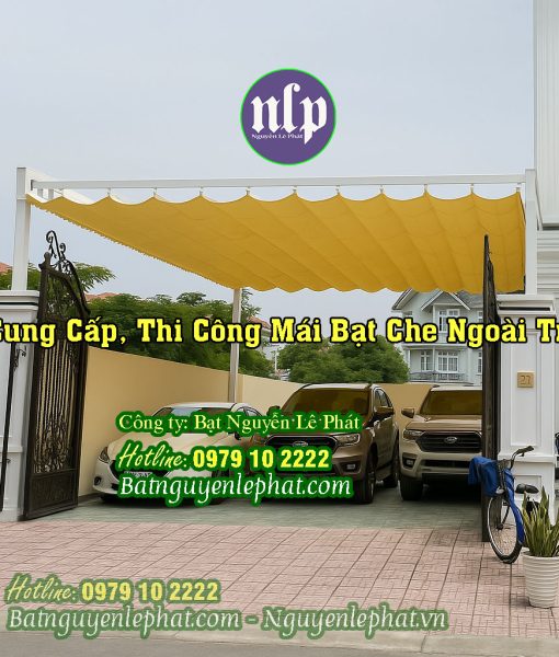Mái che bạt kéo nhà xe