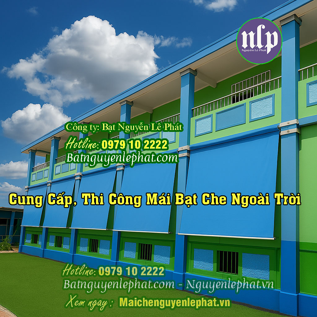 Bạt rèm thả che nắng mưa ban công sân trường học Bạt rèm thả che nắng mưa ban công sân trường học