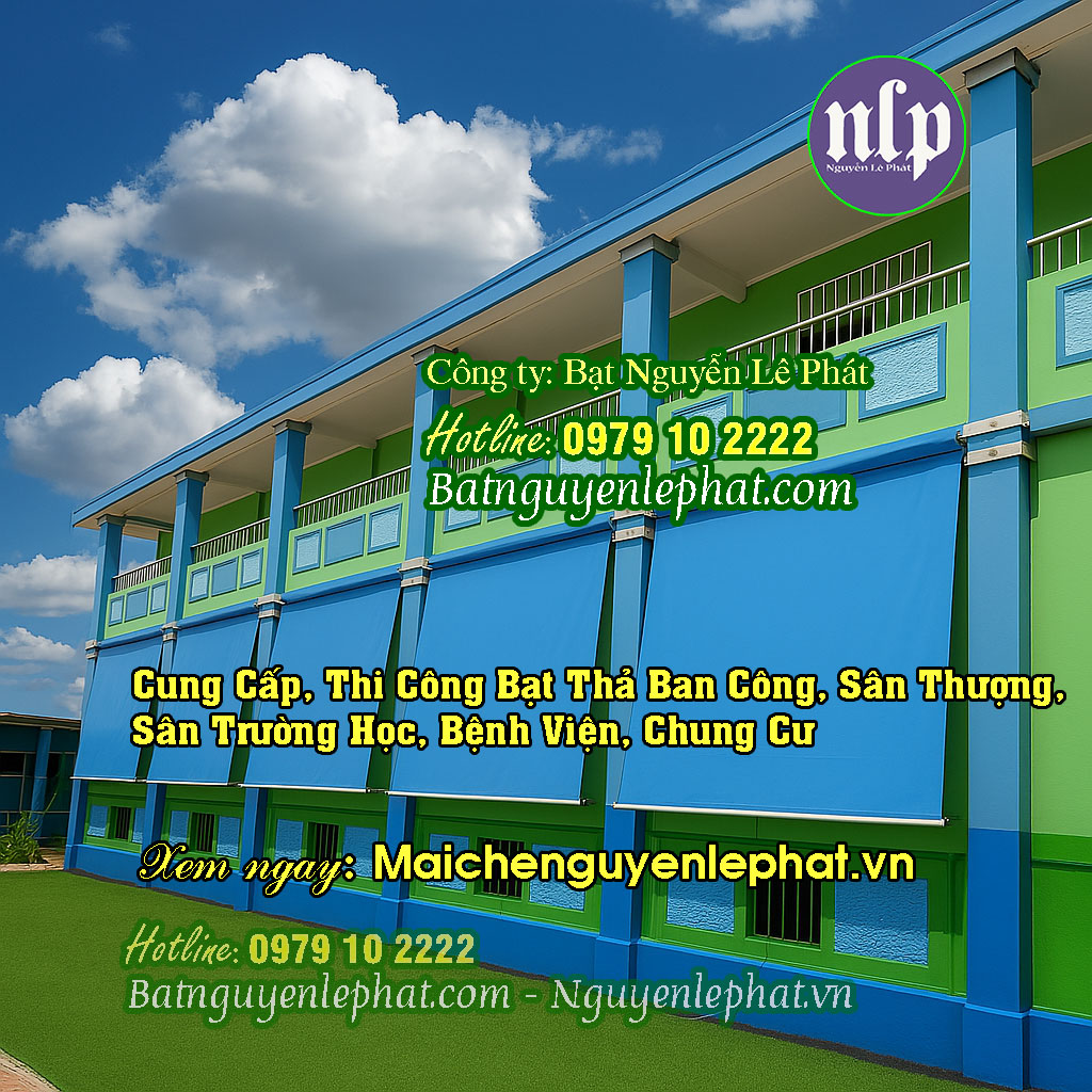 Rèm Bạt mái thả ban công sân trường học Bạt mái thả ban công sân trường học