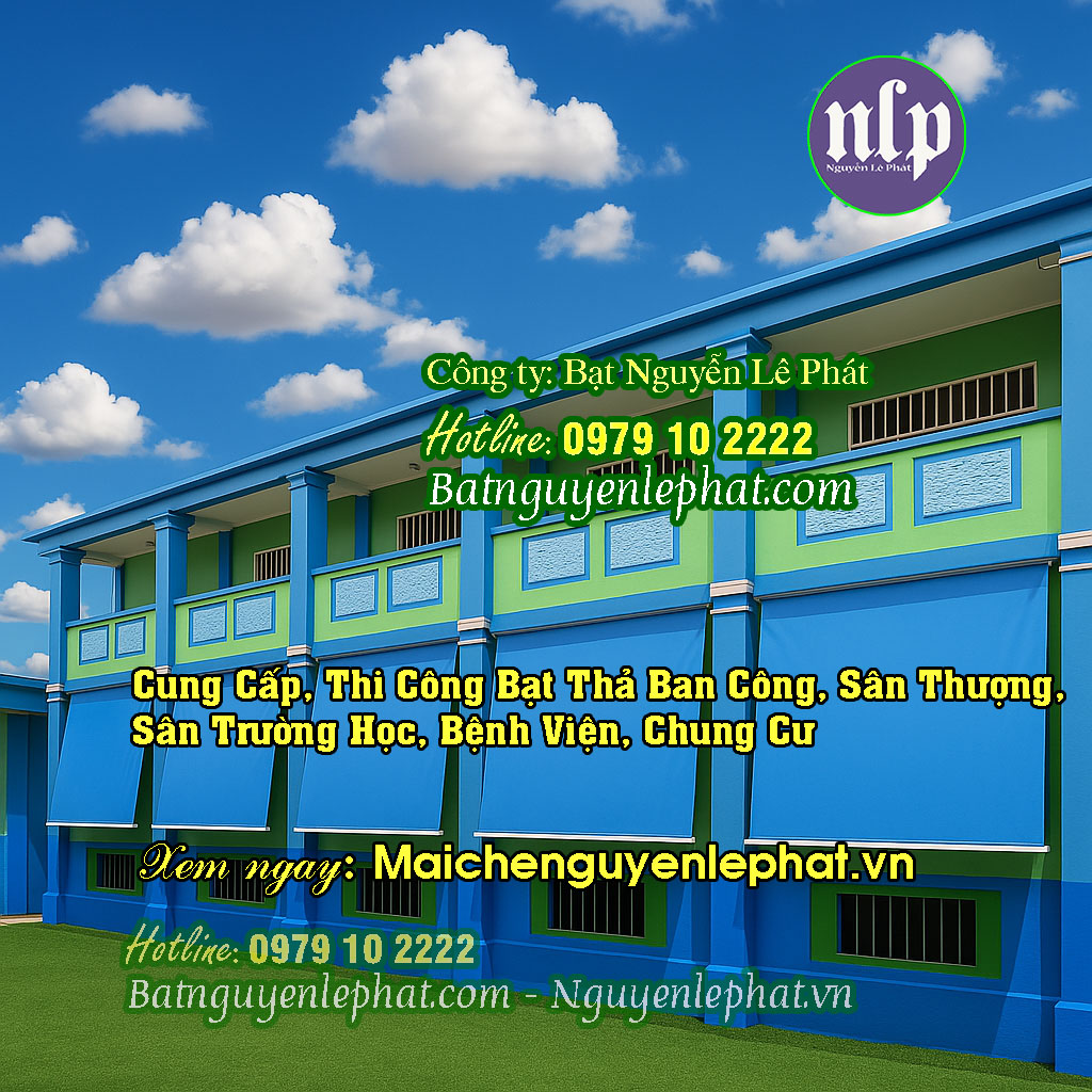 Rèm bạt thả che nắng sân trường Rèm bạt thả che nắng sân trường