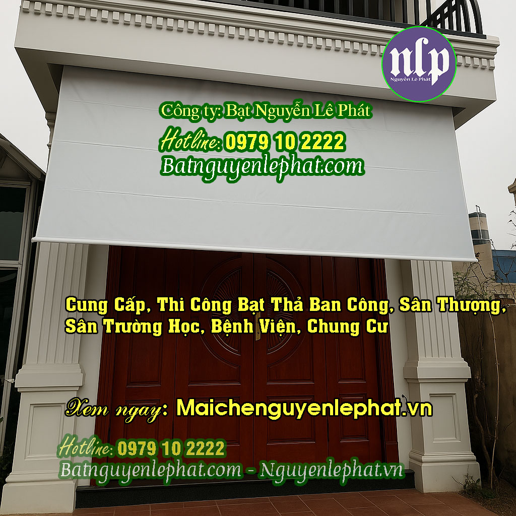 Mãu bạt thả che nắng mưa Rèm bạt thả che nắng sân trường học
