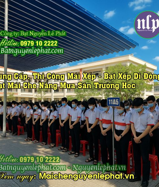 Thi công bạt kéo che nắng mưa sân trường học