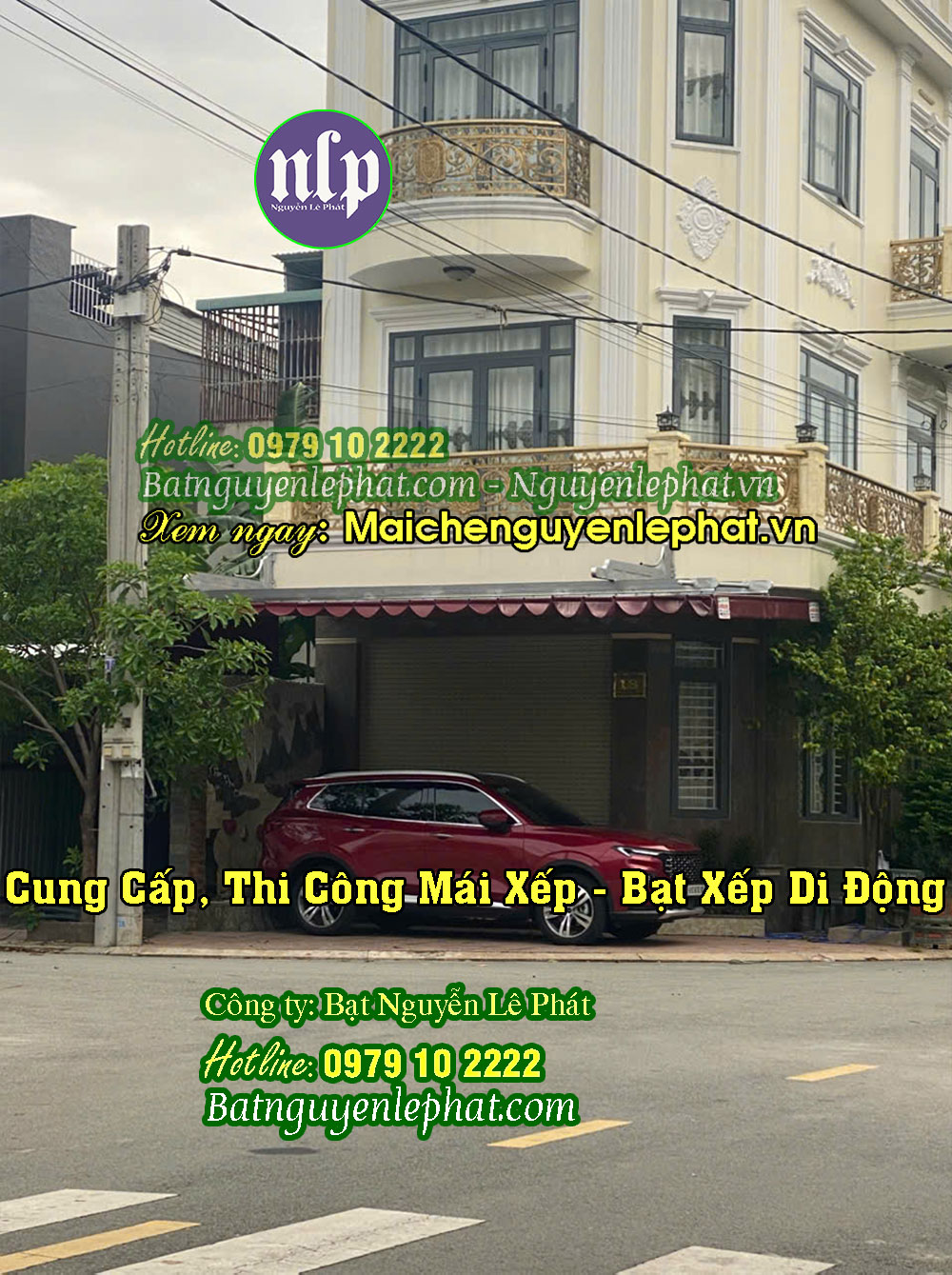 Lắp mái bạt che nắng mưa trước nhà che nắng mưa