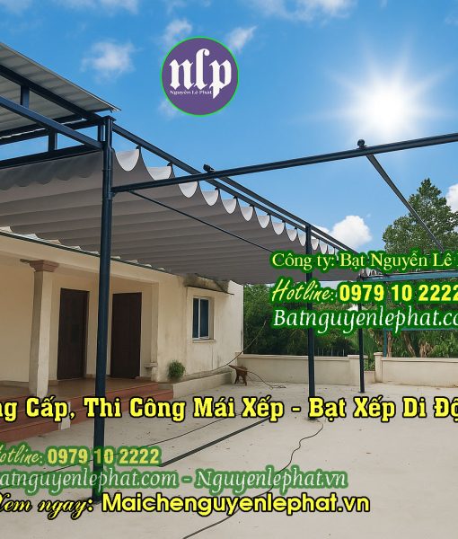 Lắp mái bạt xếp lượn sóng