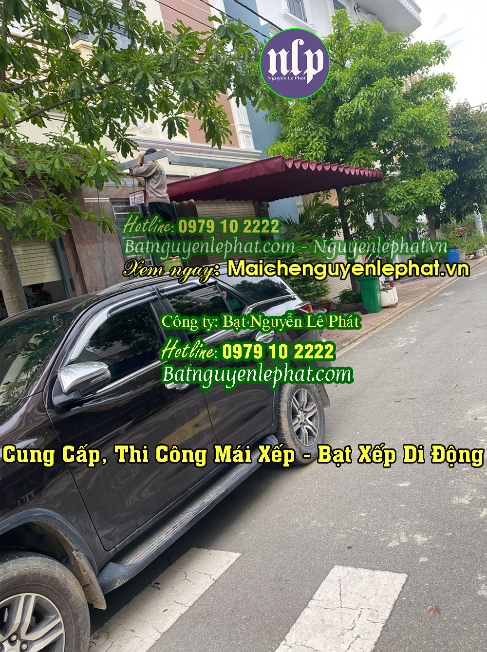 Lắp mái bạt che nắng mưa trước nhà
