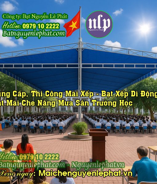 Thi công bạt che nắng mưa lượn sóng sân trường học