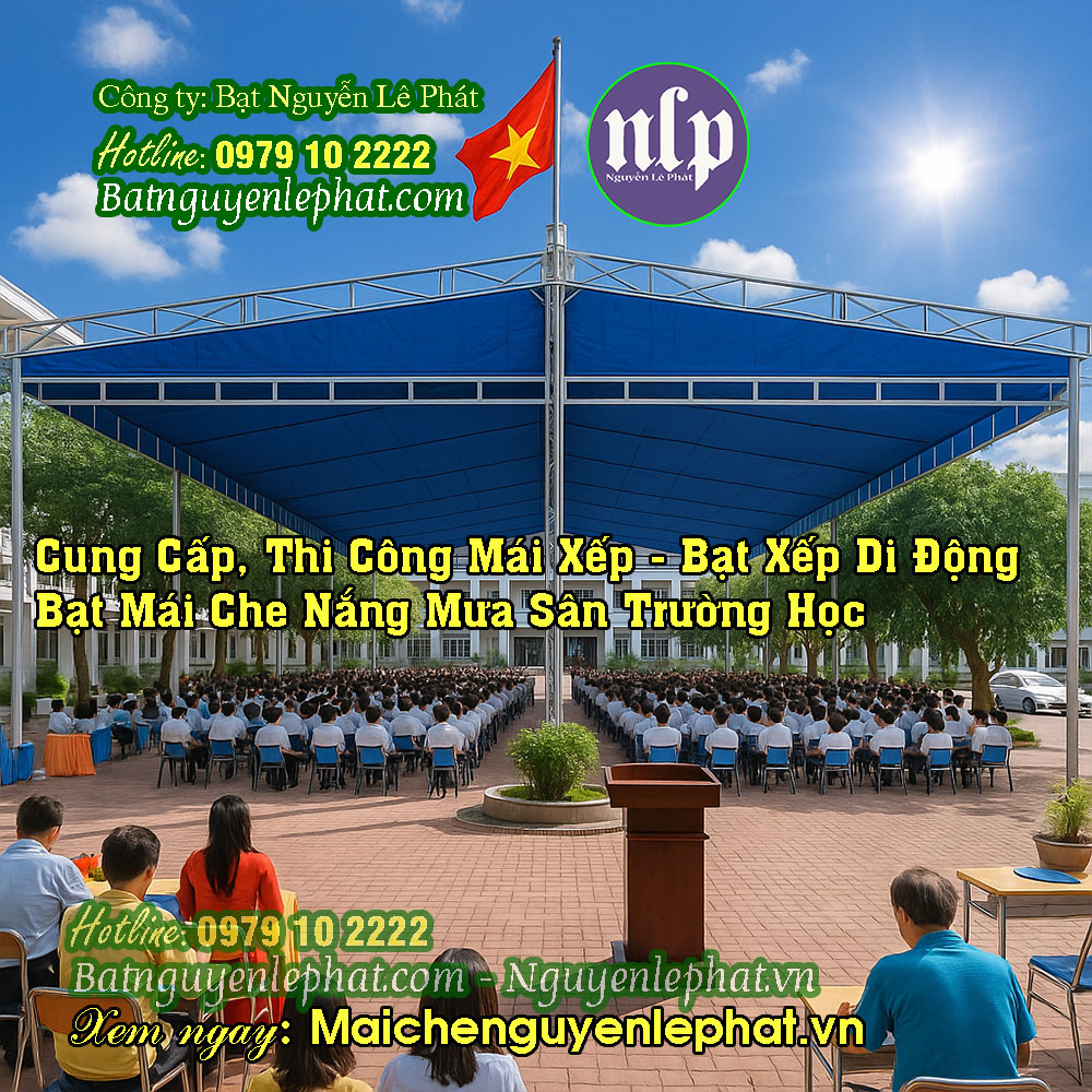 Thi công bạt che nắng mưa lượn sóng sân trường học Thi công bạt che nắng mưa lượn sóng sân trường học