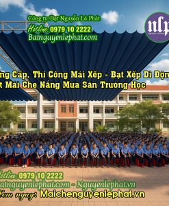 Thi công bạt kéo ngoài trời cho sân trường học