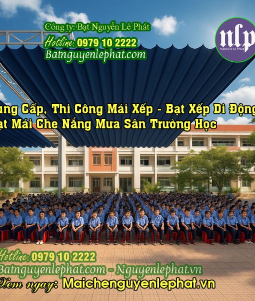 Thi công bạt kéo ngoài trời cho sân trường học