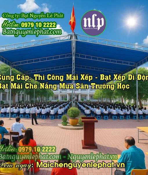 Mái Bạt Kéo Che Nắng Sân Trường Tại Trảng Bom