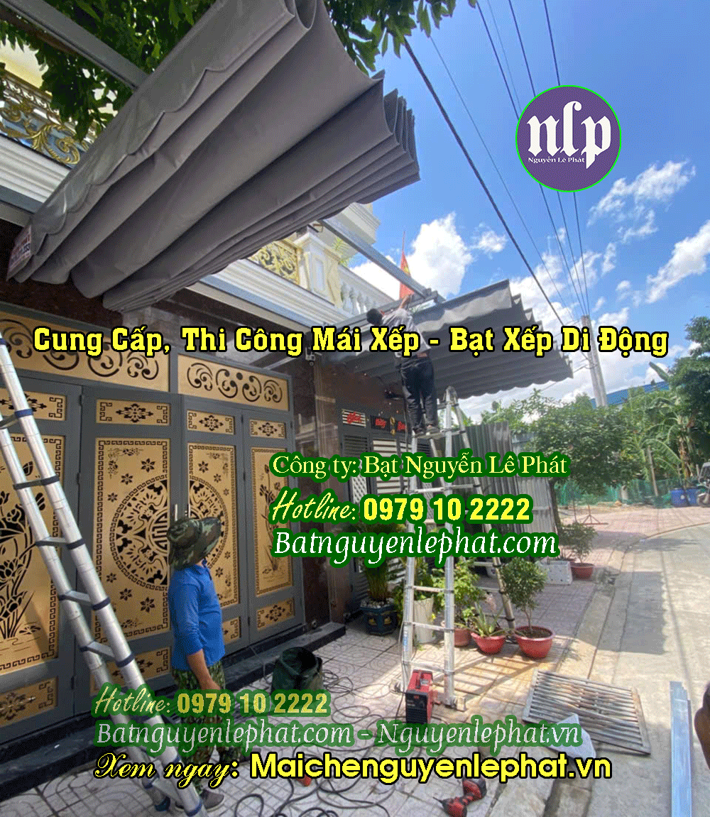 Thay bạt mái che nắng mưa ngoài trời trước nhà