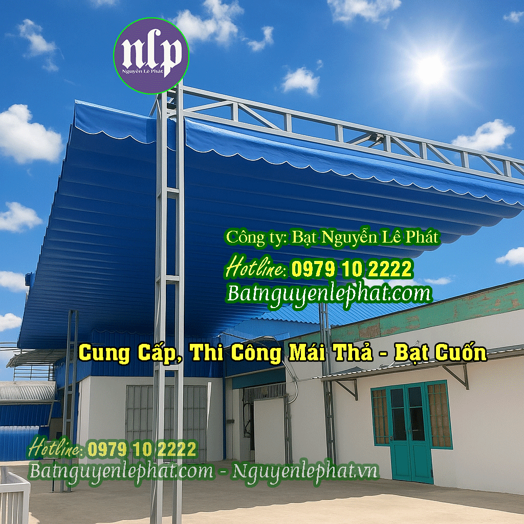 Lắp Bạt Mái Che, Bạt Thả Tự Cuốn Che Nắng Chợ Phú Hòa, Phú Lợi Thủ Dầu Một, Hồ Chí Minh