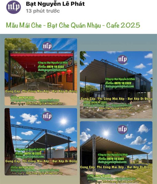 Mẫu bạt che mái quán cafe Thủ Dầu Một